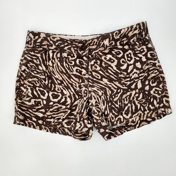 Ann Taylor Loft Women's Brown Tan Animal Print Shorts - Picture 1 of 5